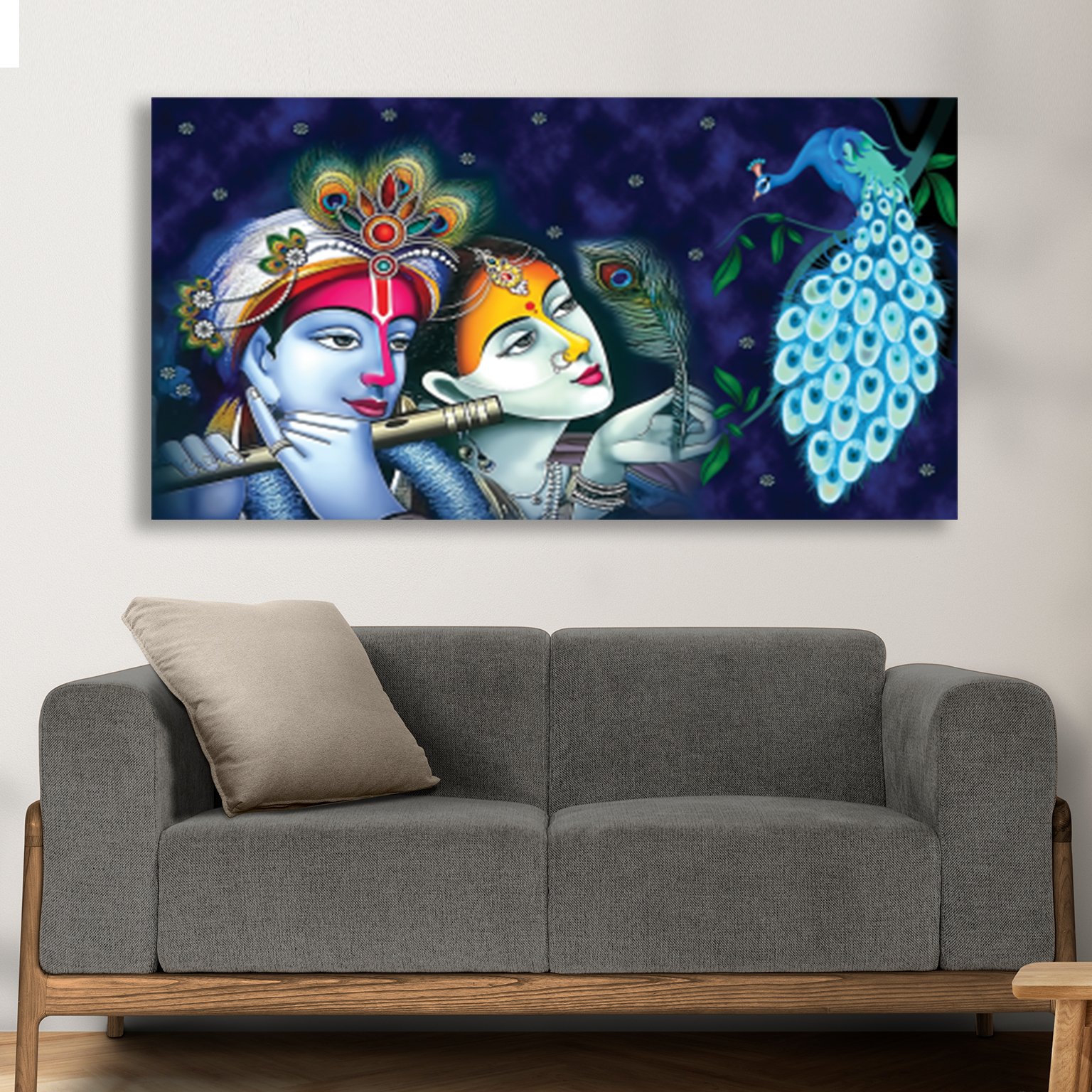 Lord Krishna Radha Premium Canvas Wall Painting  decorative masterpiece for home decor